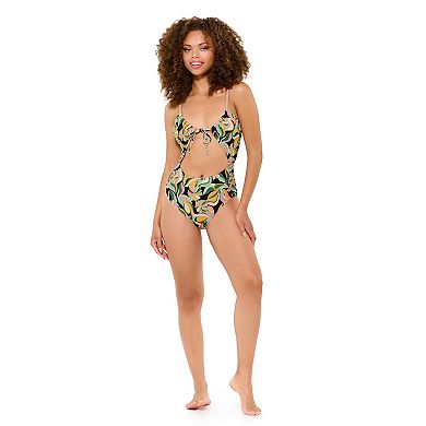 Juniors' Ninety-Nine Degrees° Tunnel Cutout One-Piece Swimsuit