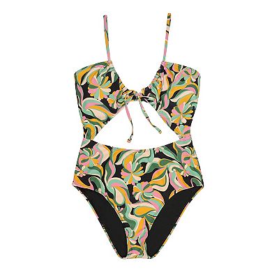 Juniors' Ninety-Nine Degrees° Tunnel Cutout One-Piece Swimsuit