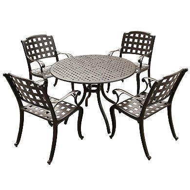 Oakland Living Modern Ornate Round Patio Dining Table & Chair 5-piece Set