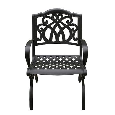 Oakland Living Ornate Detailed Black Round Patio Dining Table & Chair 5-piece Set