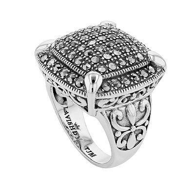 Lavish by TJM Sterling Silver Marcasite Cushion Ring