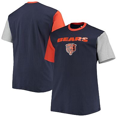 Men's Navy/Orange Chicago Bears Big & Tall Colorblocked T-Shirt