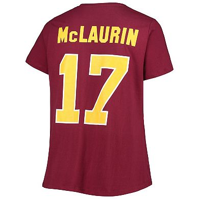 Women's Fanatics Branded Terry McLaurin Burgundy Washington Commanders Plus Size Player Name & Number V-Neck T-Shirt