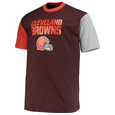 Men's Brown/Orange Cleveland Browns Big & Tall Colorblocked T-Shirt