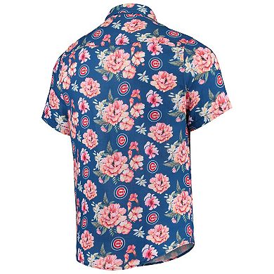 Men's FOCO Royal Chicago Cubs Floral Linen Button-Up Shirt