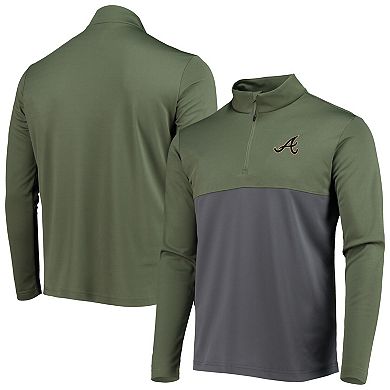 Men's Levelwear Olive Atlanta Braves Delta Pursue Quarter-Zip Jacket