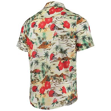 Men's FOCO Cream Cleveland Browns Paradise Floral Button-Up Shirt