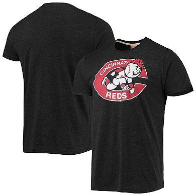 Men's Homage Charcoal Cincinnati Reds Hand-Drawn Logo Tri-Blend T-Shirt