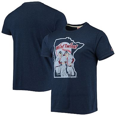 Men's Homage Navy Minnesota Twins Hand-Drawn Logo Tri-Blend T-Shirt