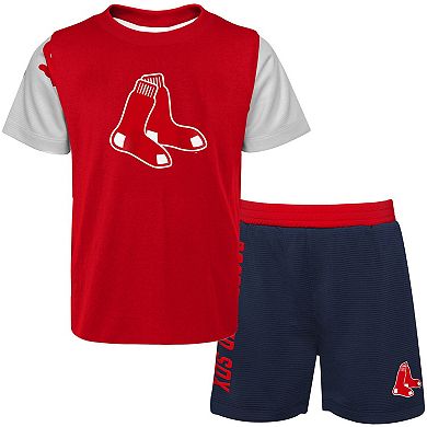 Newborn & Infant Red/Navy Boston Red Sox Pinch Hitter T-Shirt & Shorts Set