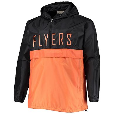 Men's Black Philadelphia Flyers Big & Tall Anorak Half-Zip Pullover Hoodie