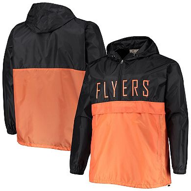 Men's Black Philadelphia Flyers Big & Tall Anorak Half-Zip Pullover Hoodie