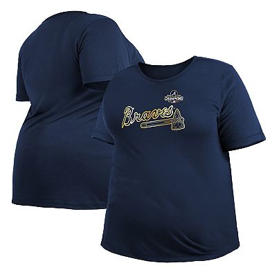 Women's New Era Navy Atlanta Braves 2022 Gold Program Plus Size T-Shirt