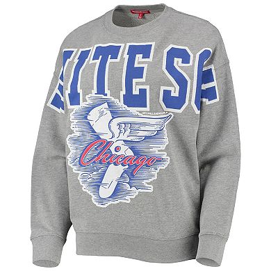 Women's Mitchell & Ness Heathered Gray Chicago White Sox Cooperstown Collection Logo Lightweight Pullover Sweatshirt