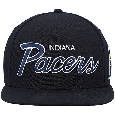 Men's Mitchell & Ness Black Indiana Pacers Hardwood Classics Script 2.0 Snapback Hat