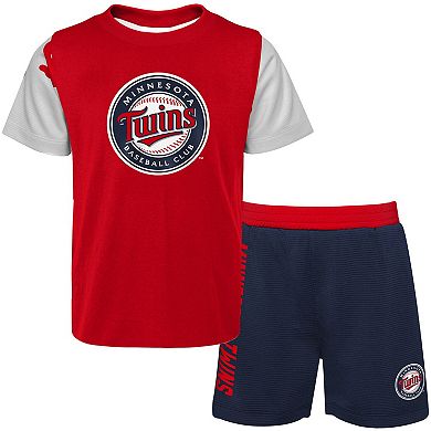 Newborn & Infant Red/Navy Minnesota Twins Pinch Hitter T-Shirt & Shorts Set