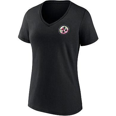 Women's Fanatics Branded Black Pittsburgh Steelers Team Mother's Day V-Neck T-Shirt
