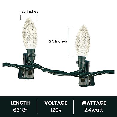 Noma Quick Clip C9 LED Christmas String Lights, 66.8 Foot, 100 Warm White Bulbs