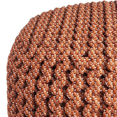 Simpli Home Wynne Round Knitted Indoor / Outdoor Pouf