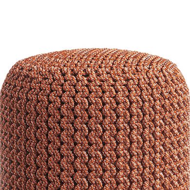 Simpli Home Wynne Round Knitted Indoor / Outdoor Pouf