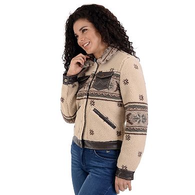 Women's Wrangler Print Crop Faux-Shearling Jacket