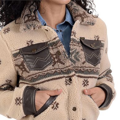 Women's Wrangler Print Crop Faux-Shearling Jacket