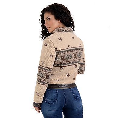 Women's Wrangler Print Crop Faux-Shearling Jacket