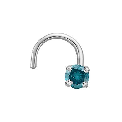Lila Moon 14k White Gold Blue Diamond Accent Nose Ring