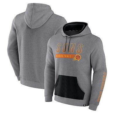 Men's Fanatics Branded Heathered Gray Phoenix Suns Off The Bench Color Block Pullover Hoodie