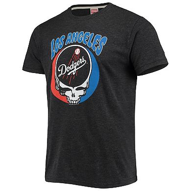 Men's Homage Charcoal Los Angeles Dodgers Grateful Dead Tri-Blend T-Shirt