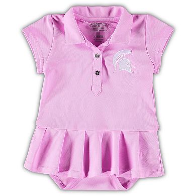 Infant Garb Pink Michigan State Spartans Caroline Cap Sleeve Polo Romper