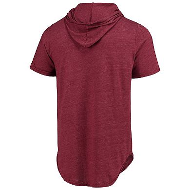 Men's Washington Commanders Majestic Threads Heathered Burgundy Primary Logo Tri-Blend Hoodie T-Shirt