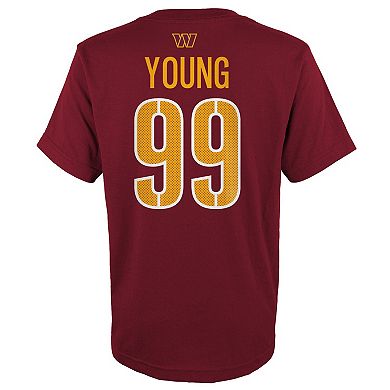 Youth Chase Young Burgundy Washington Commanders Mainliner Player Name & Number T-Shirt
