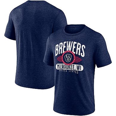 Men's Fanatics Branded Heathered Navy Milwaukee Brewers Badge of Honor Tri-Blend T-Shirt