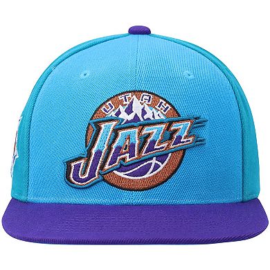 Men's Mitchell & Ness Turquoise/Purple Utah Jazz Hardwood Classics On The Block Snapback Hat