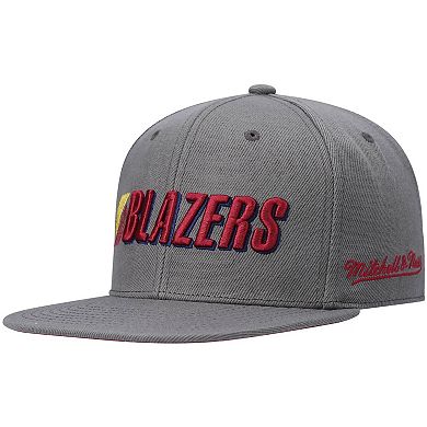 Men's Mitchell & Ness Charcoal Portland Trail Blazers Hardwood Classics NBA 50th Anniversary Carbon Cabernet Fitted Hat