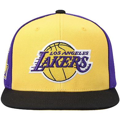 Men's Mitchell & Ness Gold Los Angeles Lakers On The Block Snapback Hat