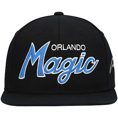 Men's Mitchell & Ness Black Orlando Magic Hardwood Classics Script 2.0 Snapback Hat