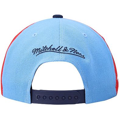 Men's Mitchell & Ness Light Blue/Navy Houston Rockets Hardwood Classics On The Block Snapback Hat