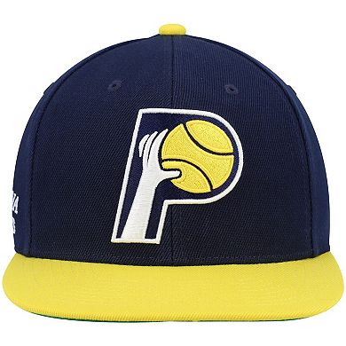 Men's Mitchell & Ness Navy/Gold Indiana Pacers Hardwood Classics Core Side Snapback Hat