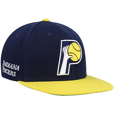 Men's Mitchell & Ness Navy/Gold Indiana Pacers Hardwood Classics Core Side Snapback Hat