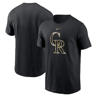 Men's Nike Black Colorado Rockies Camo Logo Team T-Shirt
