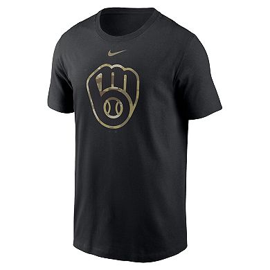 Men's Nike Black Milwaukee Brewers Camo Logo Team T-Shirt