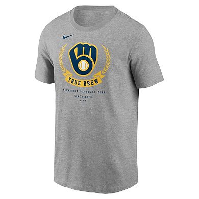 Men's Nike Heathered Gray Milwaukee Brewers True Brew Local Team T-Shirt