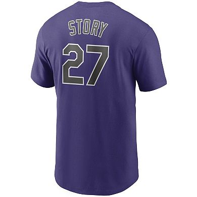 Men's Nike Trevor Story Purple Colorado Rockies Name & Number Team T-Shirt