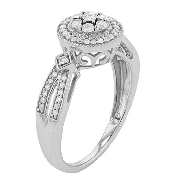 Sterling Silver 1/4 Carat T.W. Diamond Halo Promise Ring