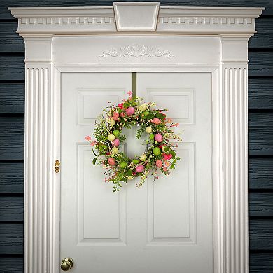 National Tree Company Artificial Flowering Pink Eggs Easter Wreath