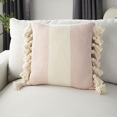 Mina Victory Life Styles Color Block With Tassel Indoor Throw Pillow