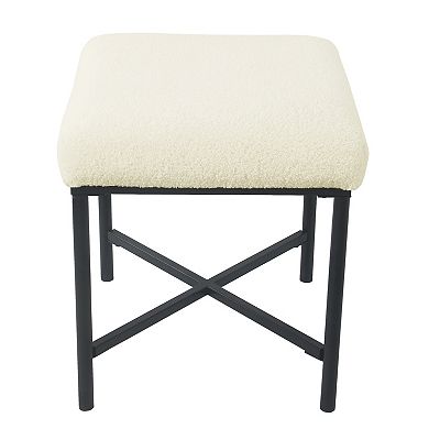 HomePop Square Faux Sheepskin Ottoman