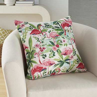 Waverly Flamingos Indoor Outdoor Throw Pillow